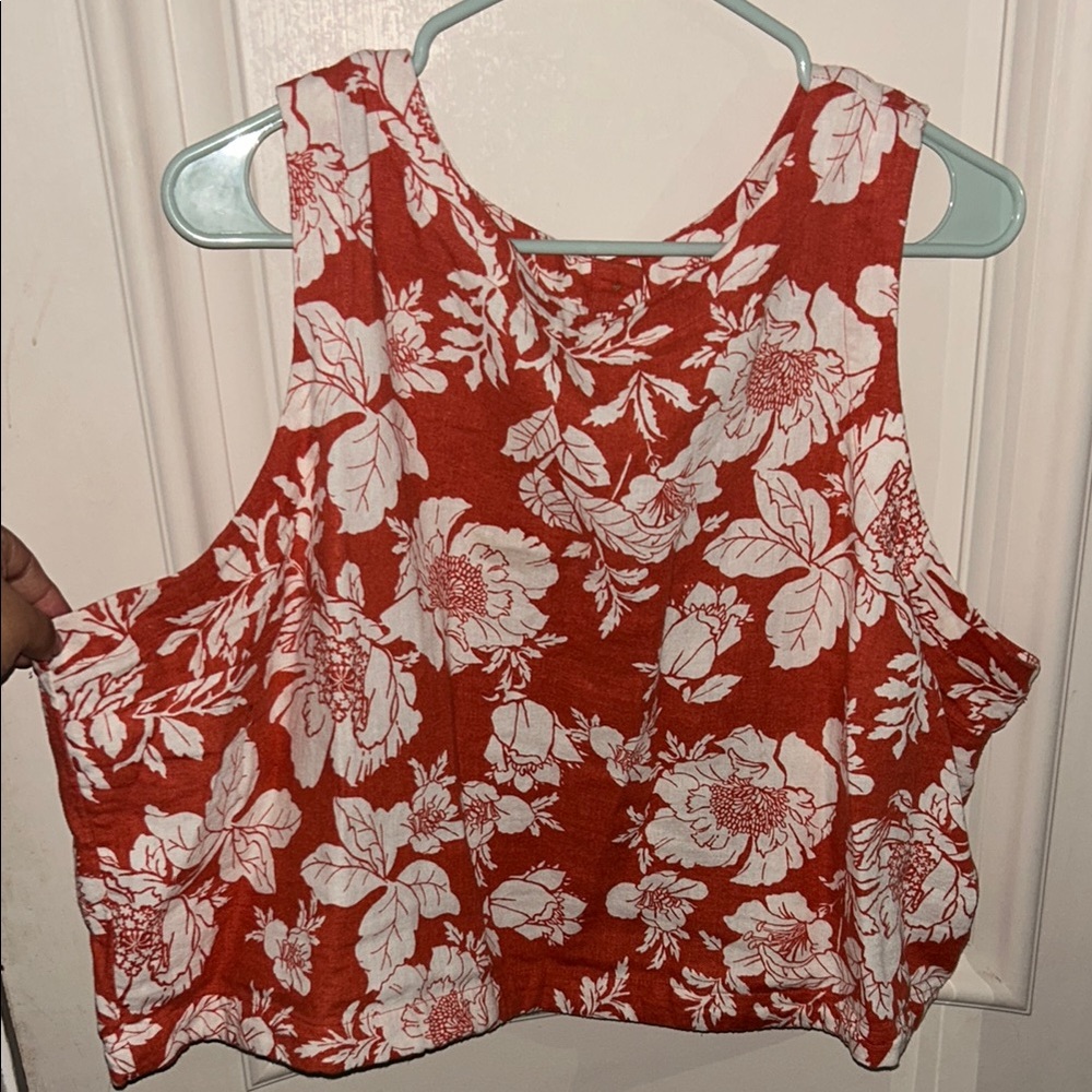 Old Navy Orange and White Sleeveless Crop Tank Top